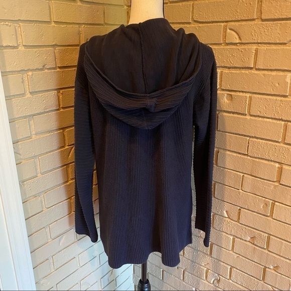 Margaret Winters Navy Tunic Cardigan Sweater  Button Artsy Boho Hooded Medium - Picture 5 of 10